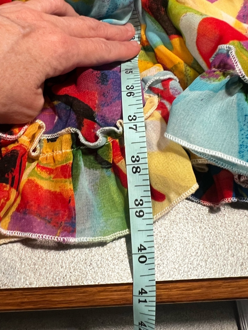 Truth NYC Colorful Abstract Print Tiered Ruffle Boho Dress V-Neck Lined Size 1X - Picture 11 of 11